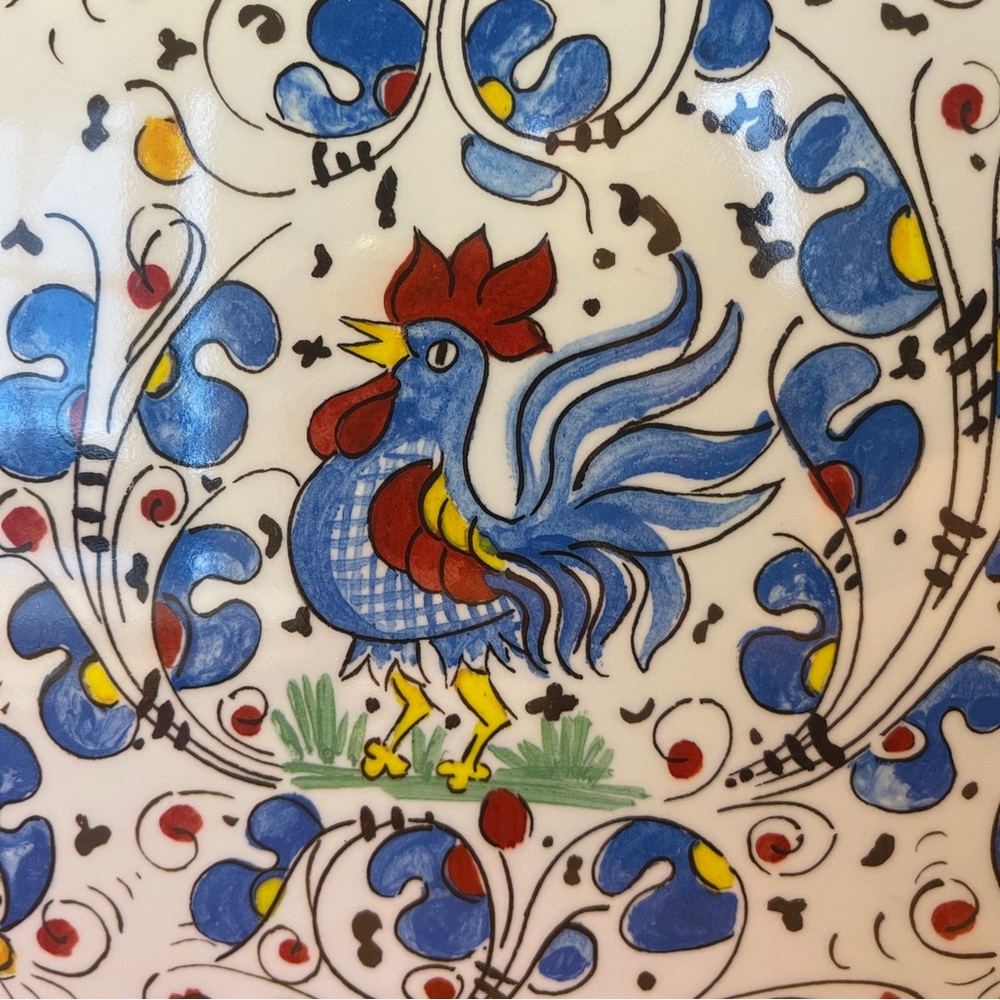Le Cadeaux Blue Rooster Melamine Cutting Cheese Board Charcuterie Serving Handle - Picture 2 of 8